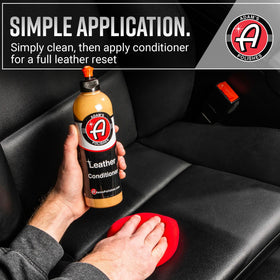 Adam's Polishes cleaner in use on leather seat removing stains