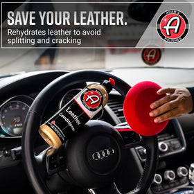 Adam's Polishes conditioner applied to steering wheel restoring suppleness