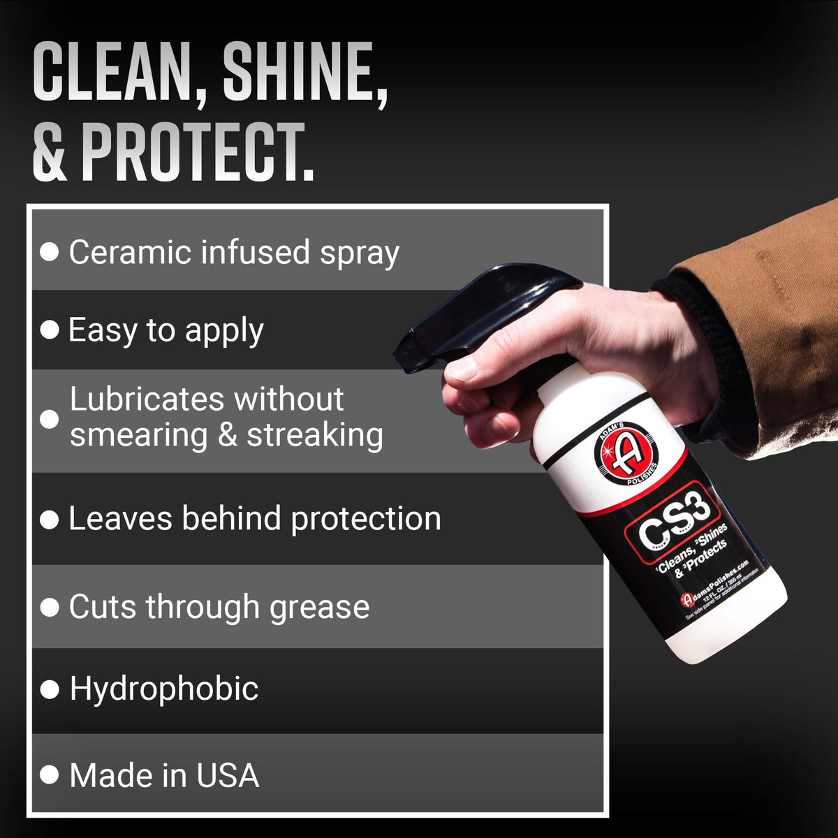 Adam's Polishes CS3 spray action demonstrating easy application
