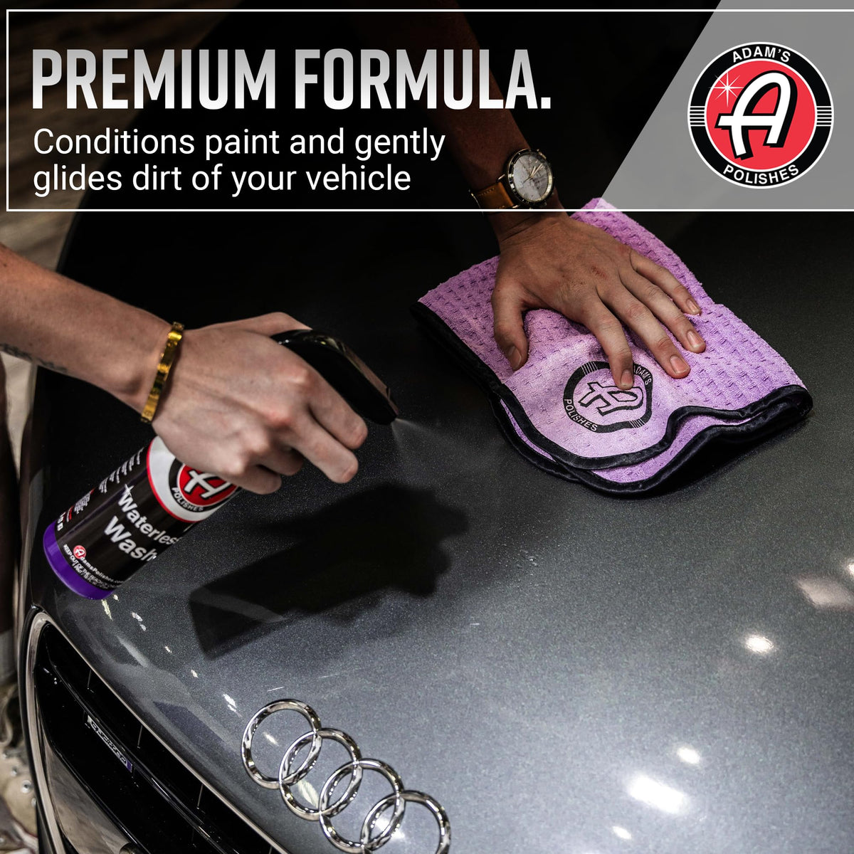 Adam's Polishes glossy paint finish after waterless wash showing enhanced shine