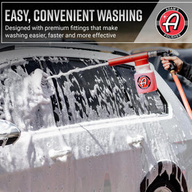 Adam's Polishes foam gun dense white foam texture demonstrating thick clingy coverage