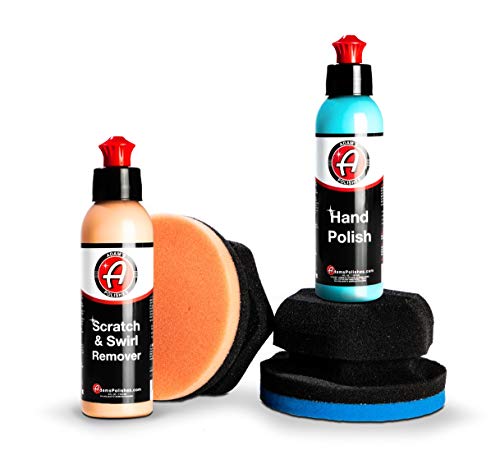 Adam's Polishes front bottle and orange pad showing kit components and ease