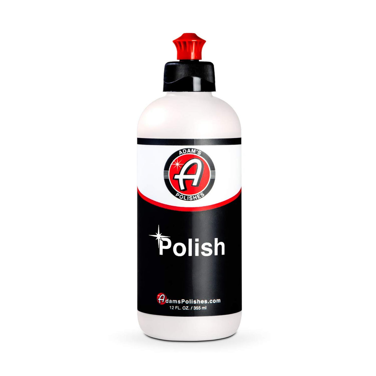 Adam's Polishes front label on 12oz bottle showing product identity and benefits