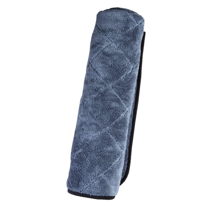 Adam's Polishes front view folded towel showing plush pile and brand clarity, fast drying benefit