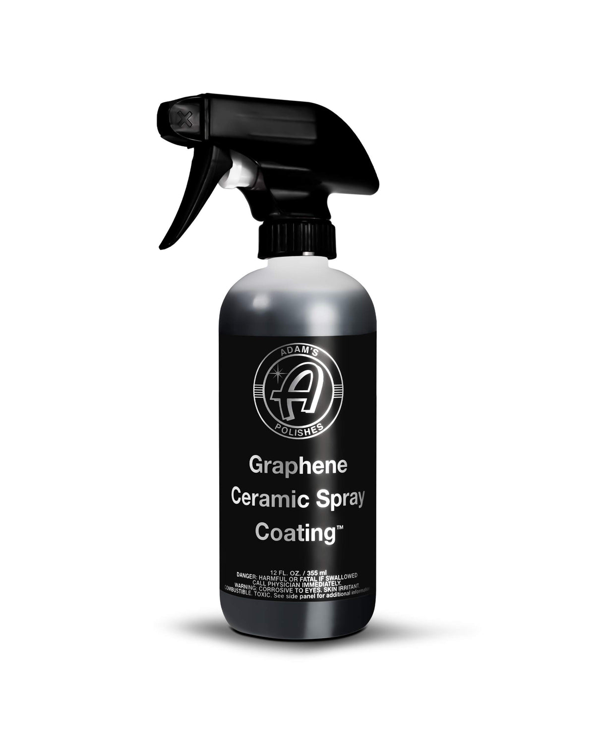 Adam's Polishes bottle front view showing label and spray cap benefit quick application