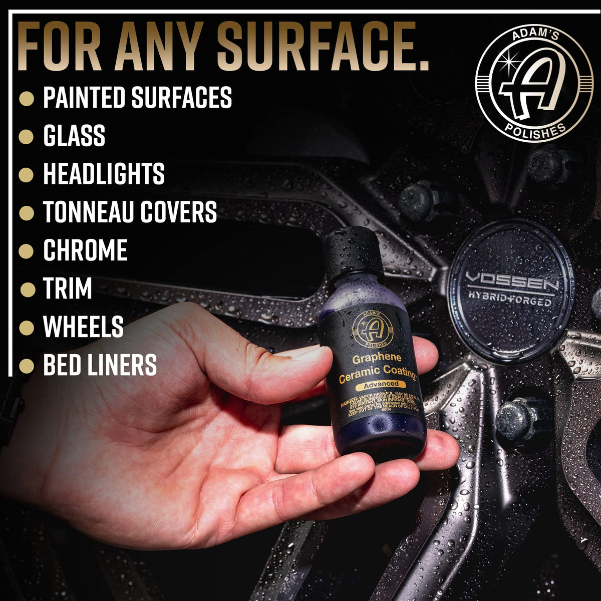 Adam's Polishes garage setup with coated car illustrating showroom shine benefit