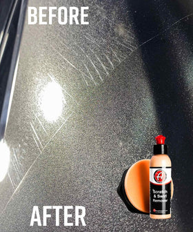 Adam's Polishes in use with hand applying compound to panel for repair