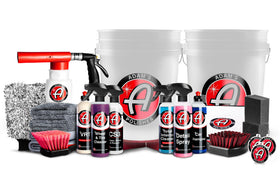 Adam's Polishes kit box front showing complete 24-item set and organization benefits