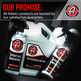Adam's Polishes used in a clean car interior lifestyle scene showing refreshed cabin look