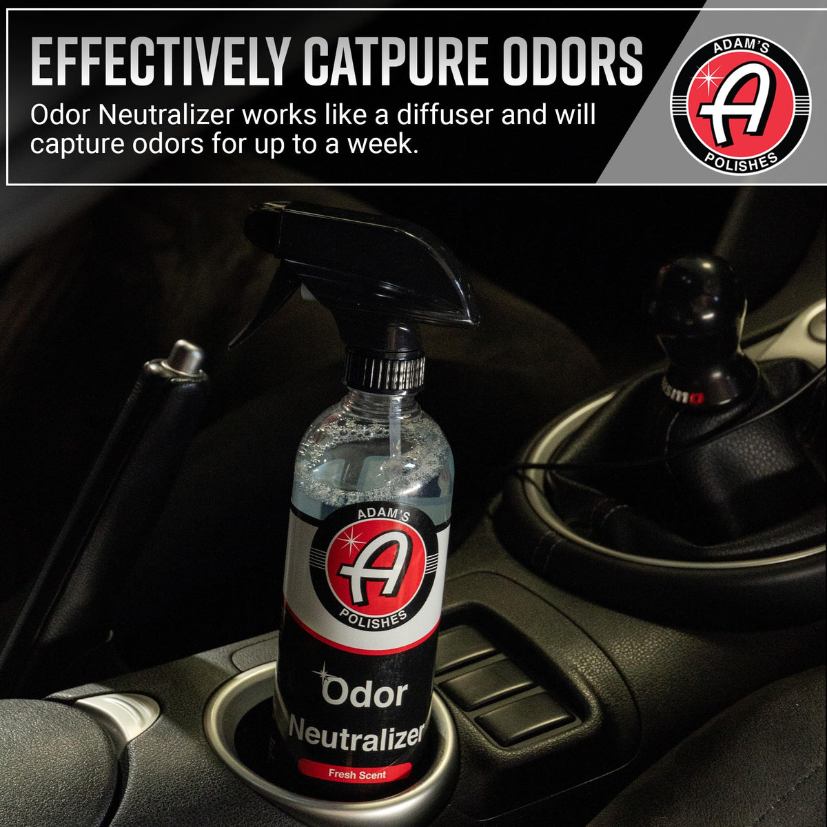 Adam's Polishes close-up label displaying product details and scent benefit