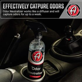 Adam's Polishes close-up label displaying product details and scent benefit
