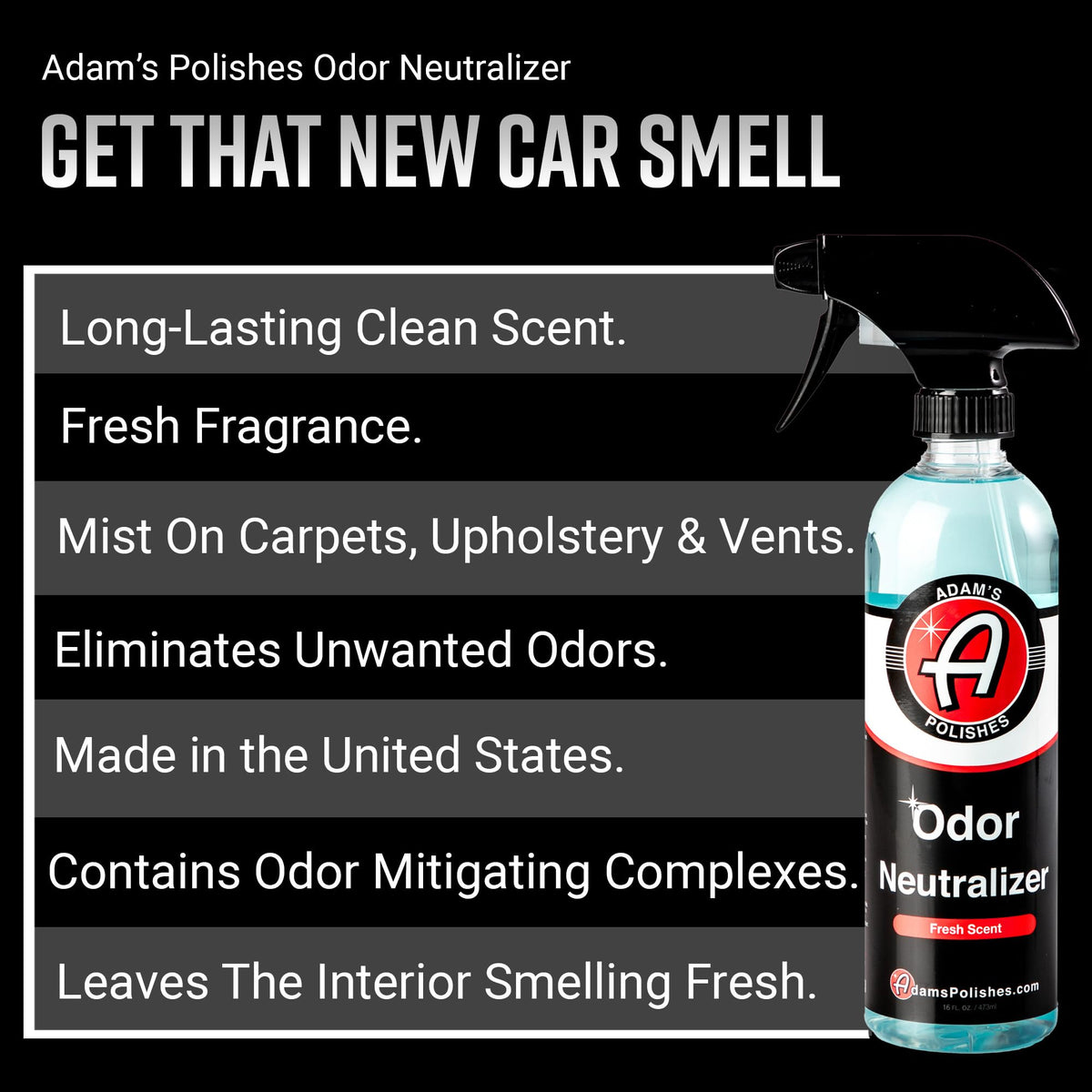 Adam's Polishes spray in action misting upholstery for quick refresh