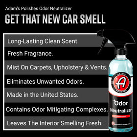 Adam's Polishes spray in action misting upholstery for quick refresh