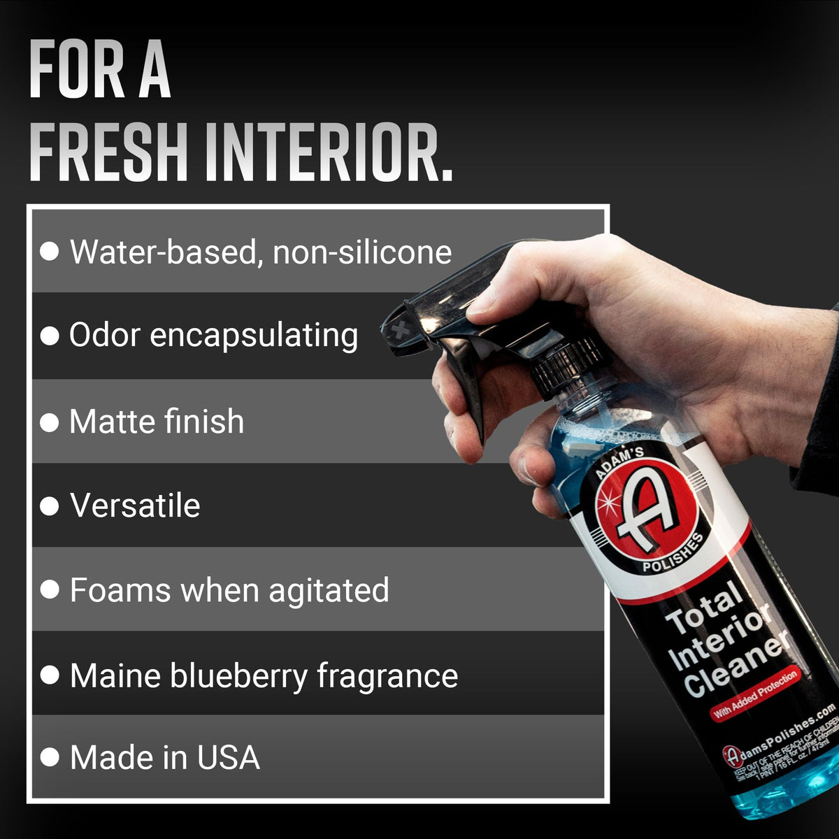 Adam's Polishes spray nozzle misting for quick, even application benefit