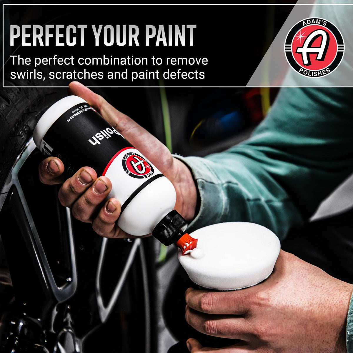Adam's Polishes held in hand to show compact scale and ease of use