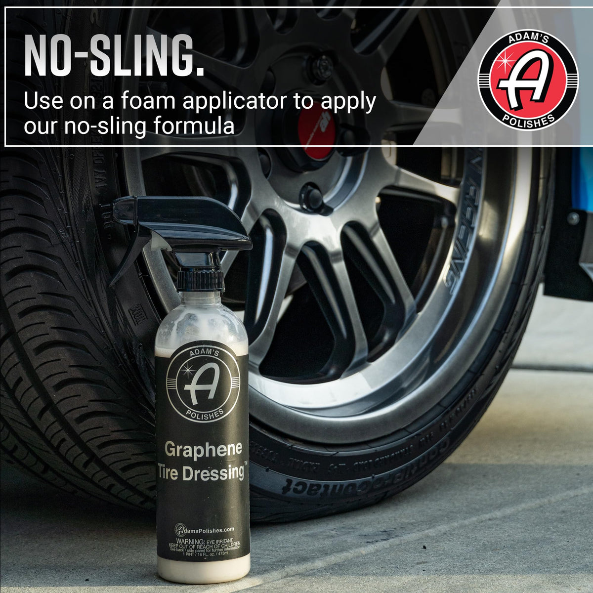 Adam's Polishes tire before and after illustrating deep black, satin finish