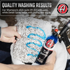 Adam's Polishes tire shine applied to tire giving a long-lasting wet appearance