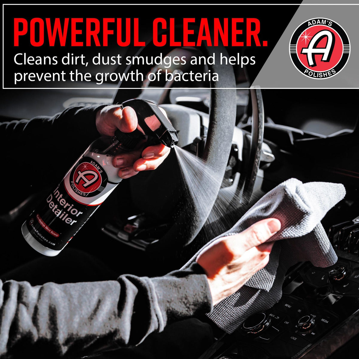 Adam's Polishes touchscreen safe application on a console minimizing streaks and residue