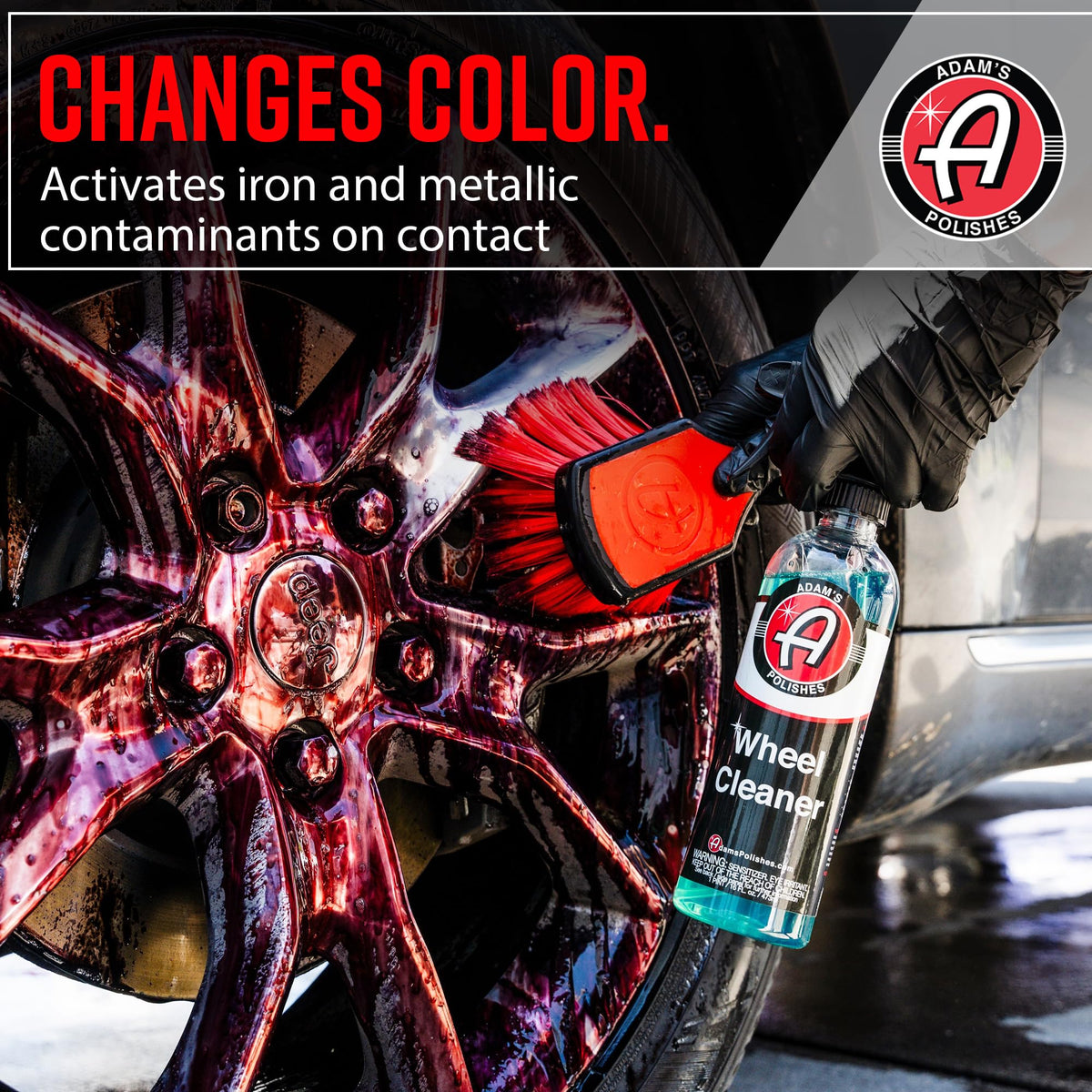 Adam's Polishes applied to chrome wheel showing brake dust removal