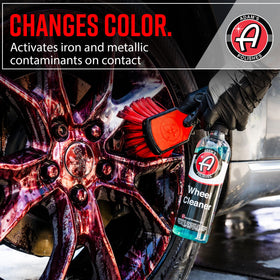 Adam's Polishes applied to chrome wheel showing brake dust removal
