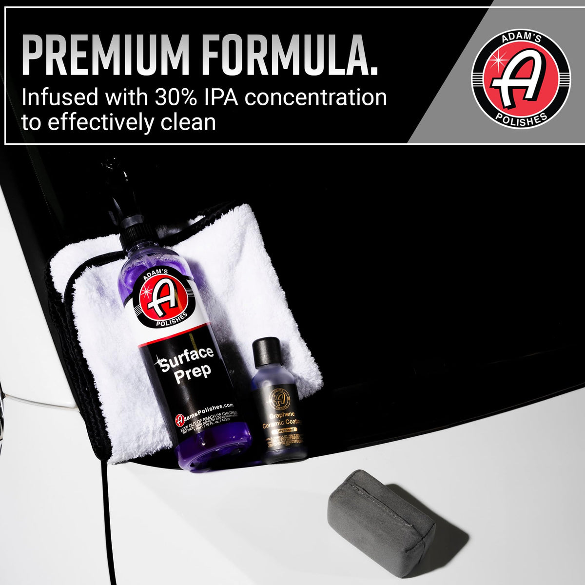 Adam's Polishes after-polish wipe showing residue removal benefit