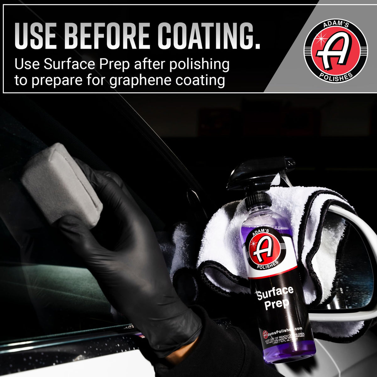 Adam's Polishes cleaning automotive glass for streak-free clarity benefit