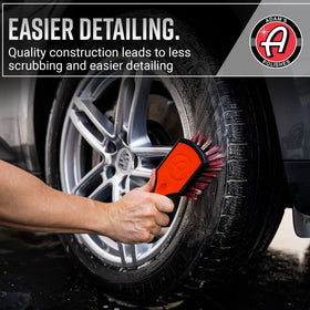 Adam's Polishes rubberized head protecting tire edges while scrubbing safely