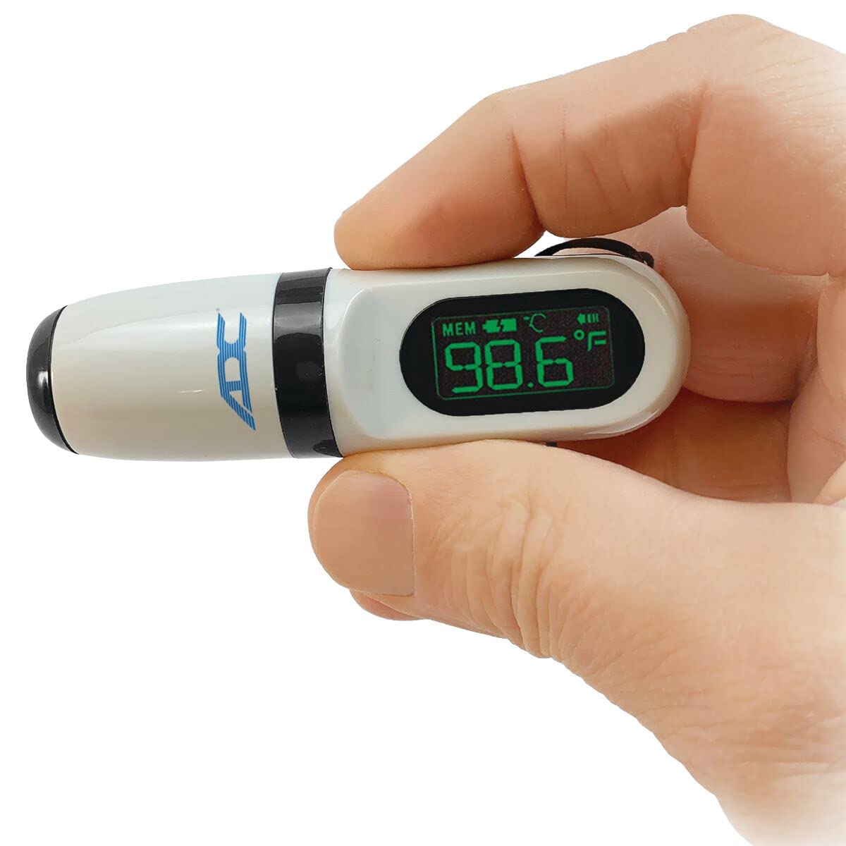 ADC Adtemp‑Mini 432 side profile highlighting slim design and lightweight portability