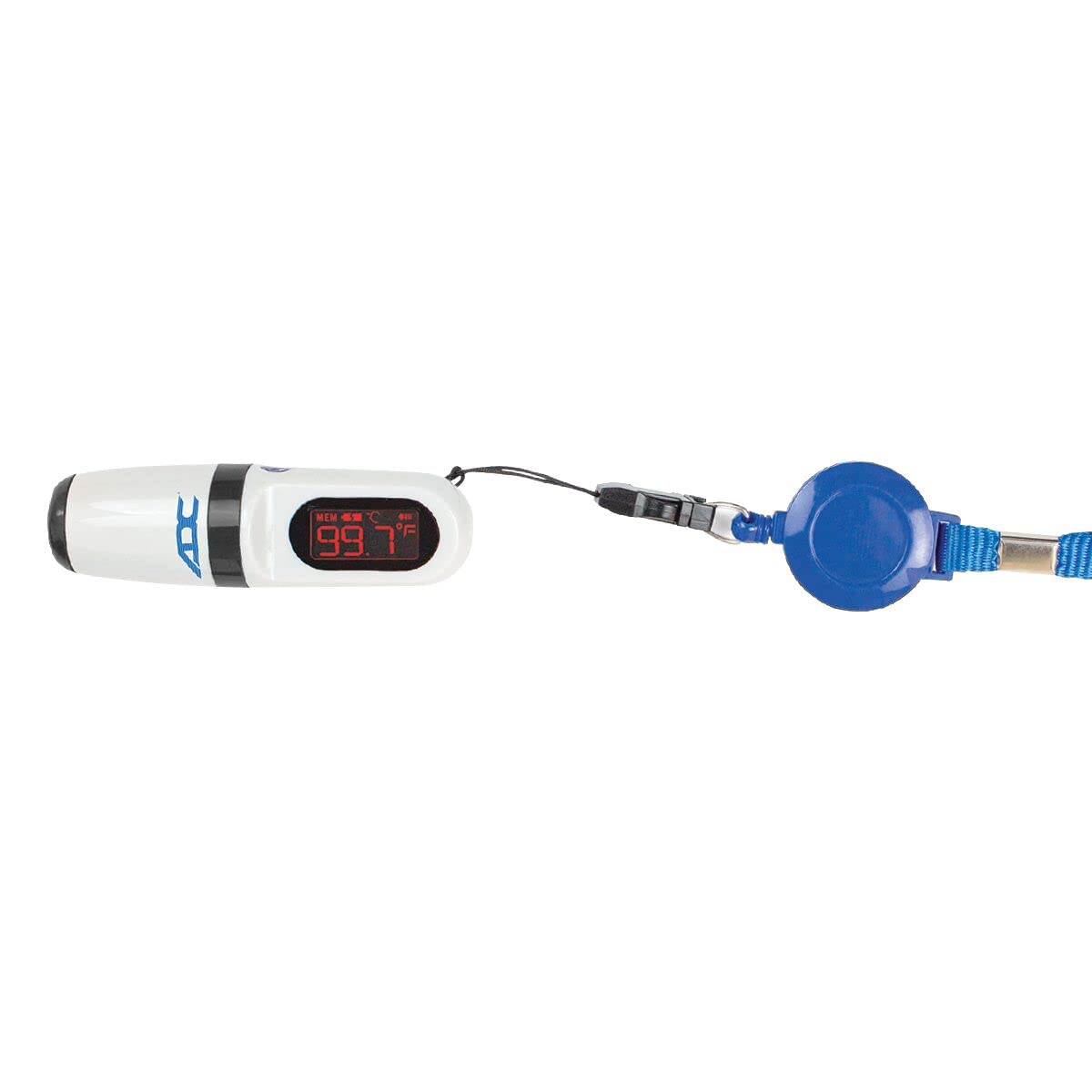 ADC Adtemp‑Mini 432 sensor tip closeup showing infrared emitter and precise targeting