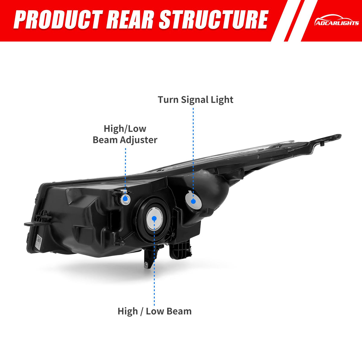 ADCARLIGHTS rear housing with plug connector for quick plug-and-play install
