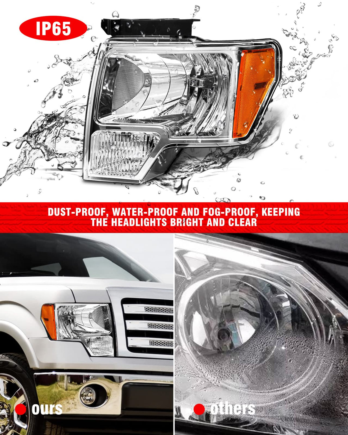 ADCARLIGHTS installed on F-150 front view restoring original appearance