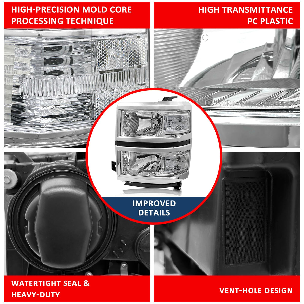 ADCARLIGHTS installed on Silverado front view showing restored appearance benefit