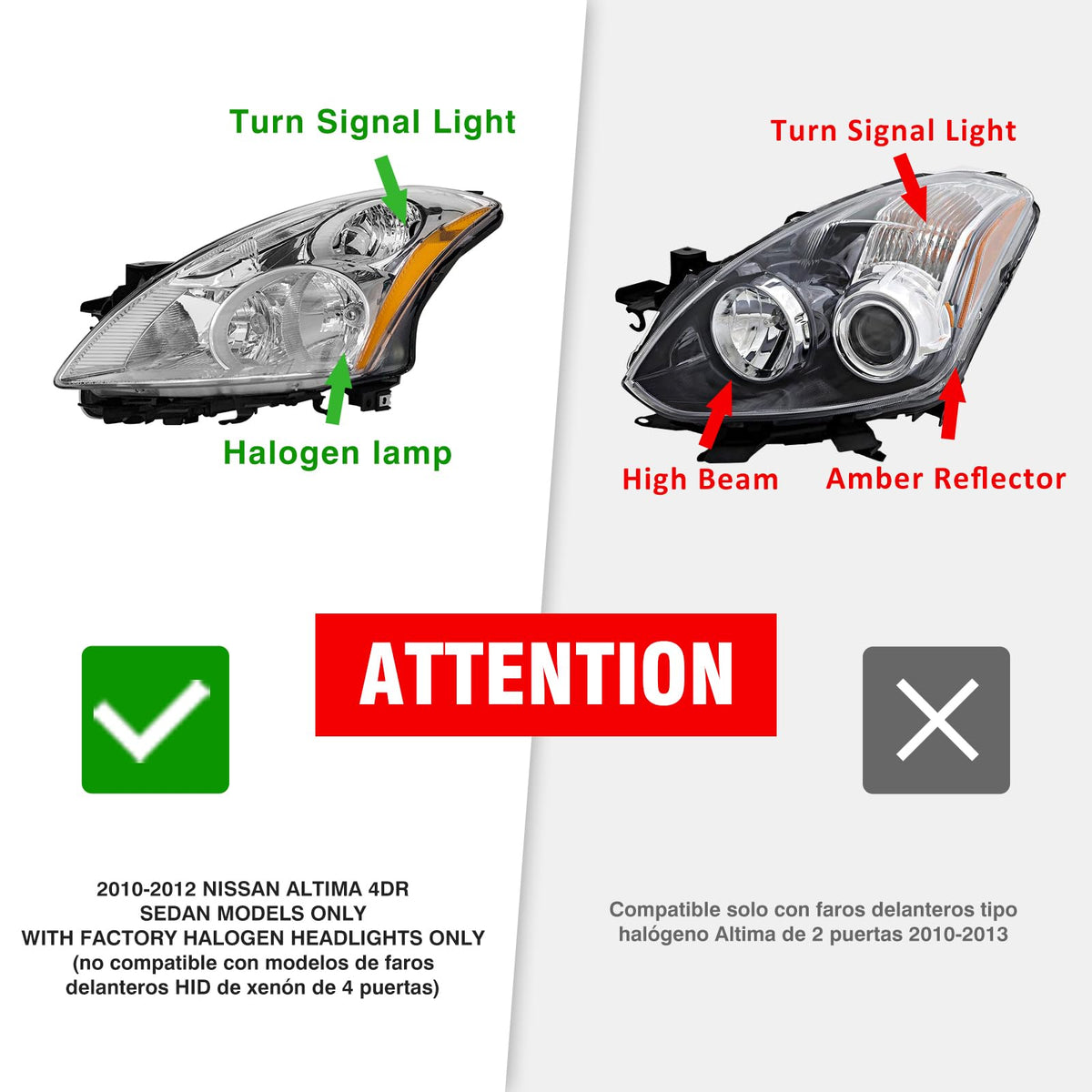 ADCARLIGHTS installed on passenger side of Altima, shows matched left and right symmetry