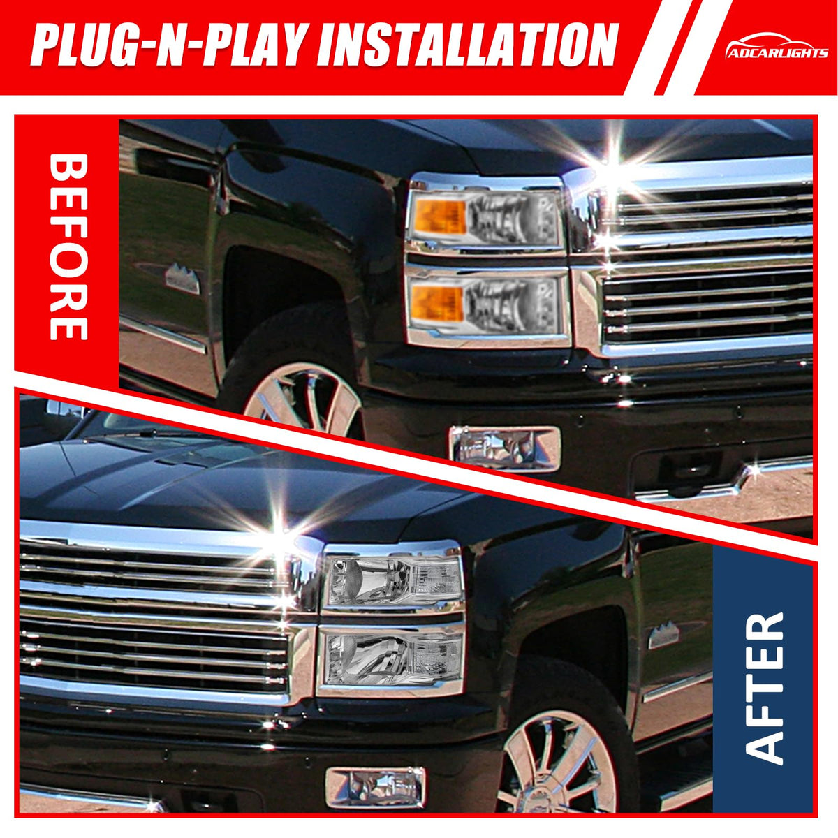 ADCARLIGHTS reflector and bulb socket area showing easy bulb access benefit