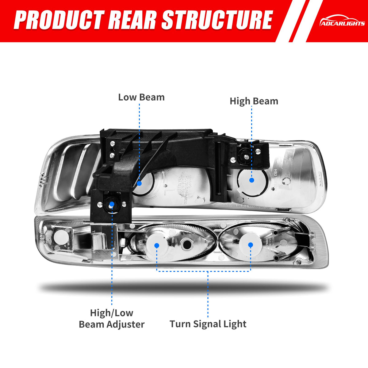 ADCARLIGHTS interior reflector detail illustrating focused beam performance