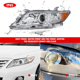 ADCARLIGHTS headlight held in hand for scale demonstrating correct OEM-sized fit