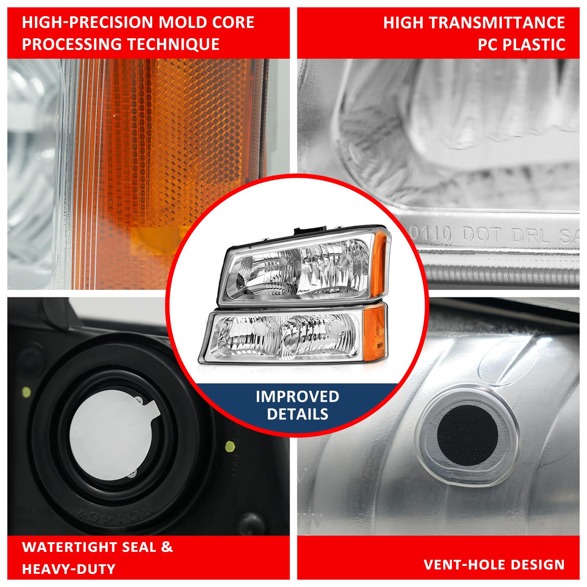 ADCARLIGHTS headlight next to ruler showing correct size and fitment confidence