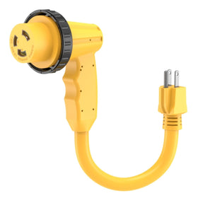 ADCAUDX front view of angled L5-30R receptacle showing secure twist-lock benefit