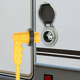 ADCAUDX close-up of 90° grip handle for easy plug and unplug operations