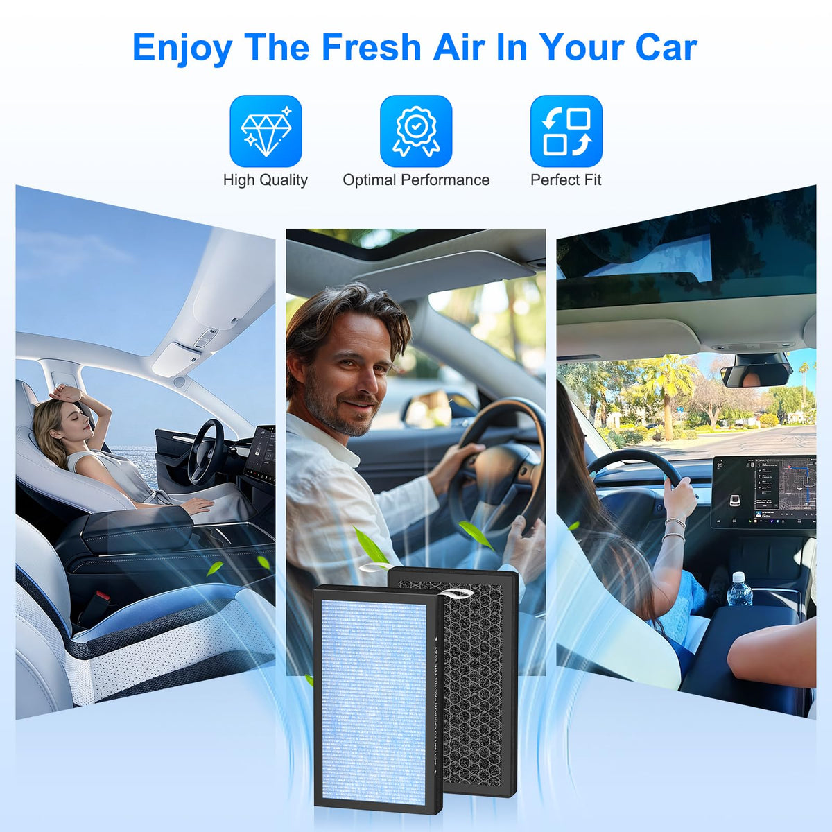 ADDUBEAU lifestyle view on dashboard highlighting cleaner cabin air benefits