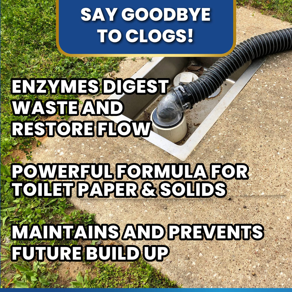 ADIOS! being poured into an RV toilet to treat black tank and stop odors