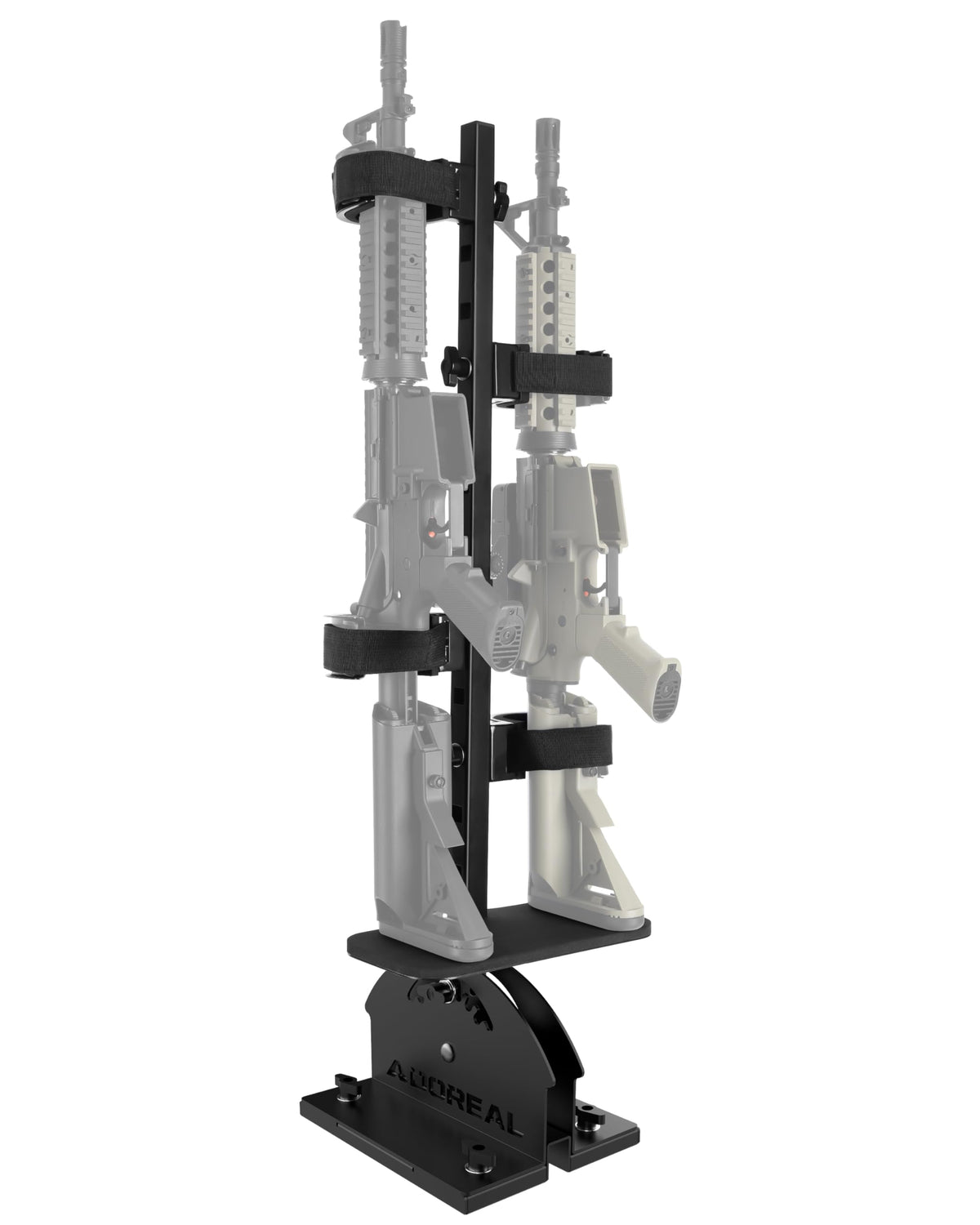 Adoreal front view of steel gun rack showing sturdy construction and secure hold