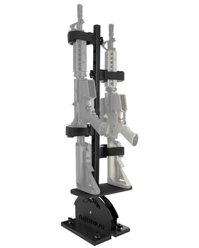 Adoreal front view of steel gun rack showing sturdy construction and secure hold