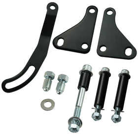Adorish power steering bracket front view showing clean black finish and mounting holes for easy fitment