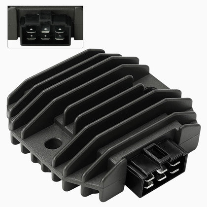 Adorish front view regulator-rectifier showing connectors and fitment benefit