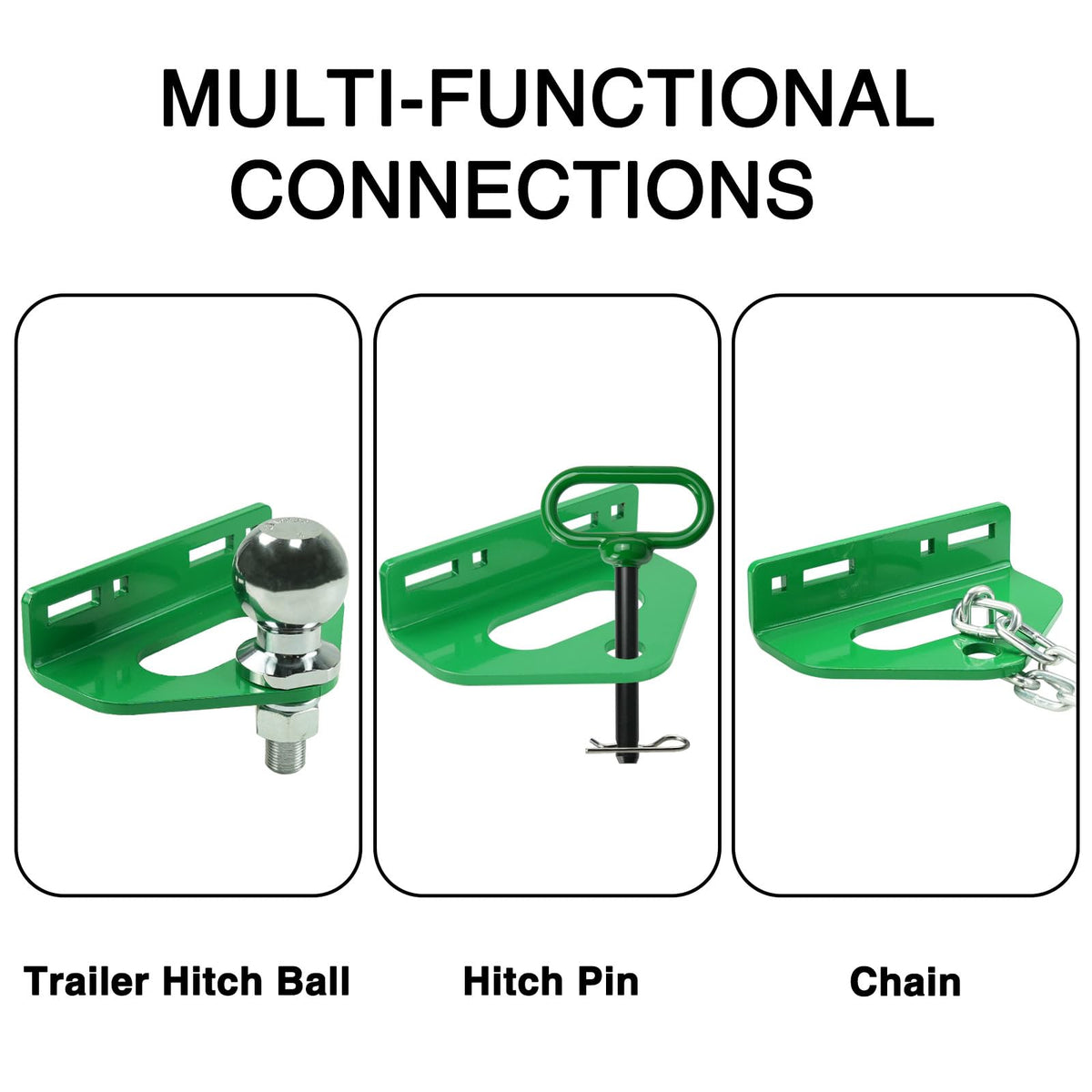 Adorish hitch towing a small yard trailer showing improved transport efficiency and safety