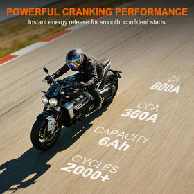 ADPOW battery installed in motorcycle compartment demonstrating space-saving fit