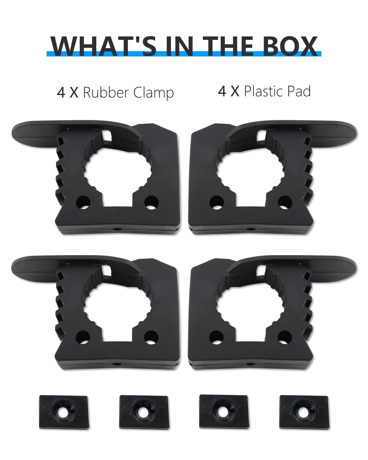 ADTOPI packaging and four clamps layout displaying complete kit convenience