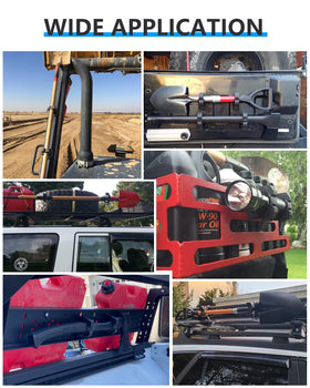 ADTOPI shovel held in clamp on truck bed for organized transport benefit