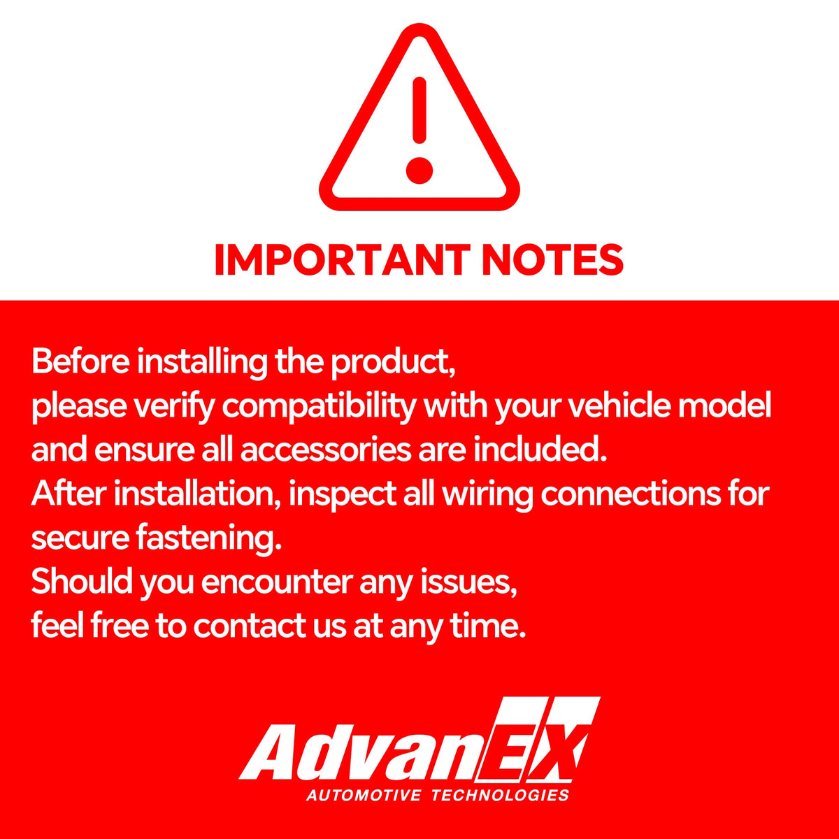 AdvanEX wiring connector detail for quick, secure electrical hookup